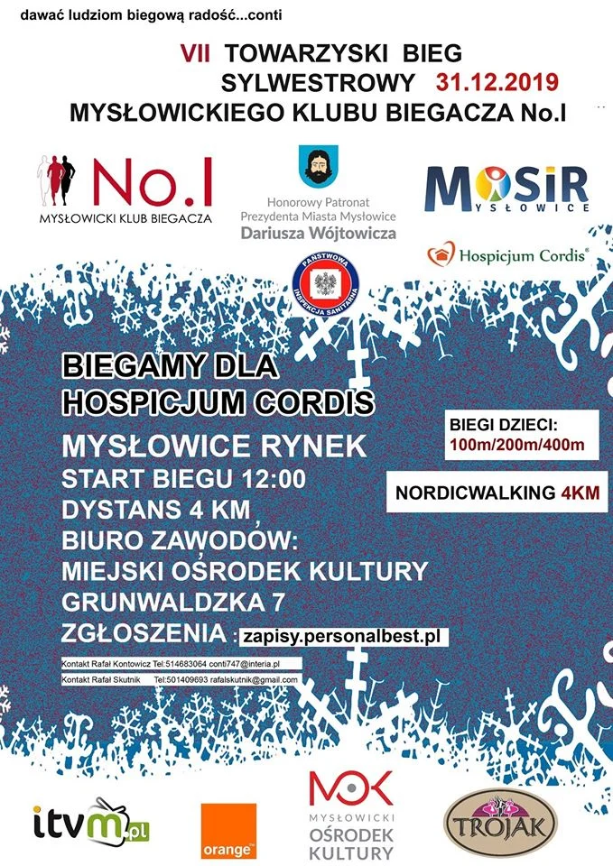 Chcesz biegowo pożegnać stary roku a przy okazji wspomóc Hospicjum Cordis?