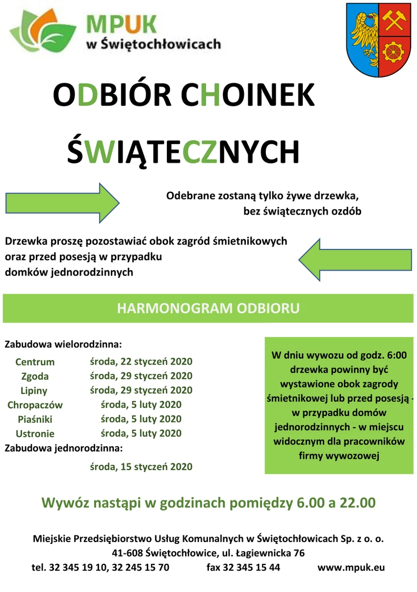 Harmonogram odbioru choinek