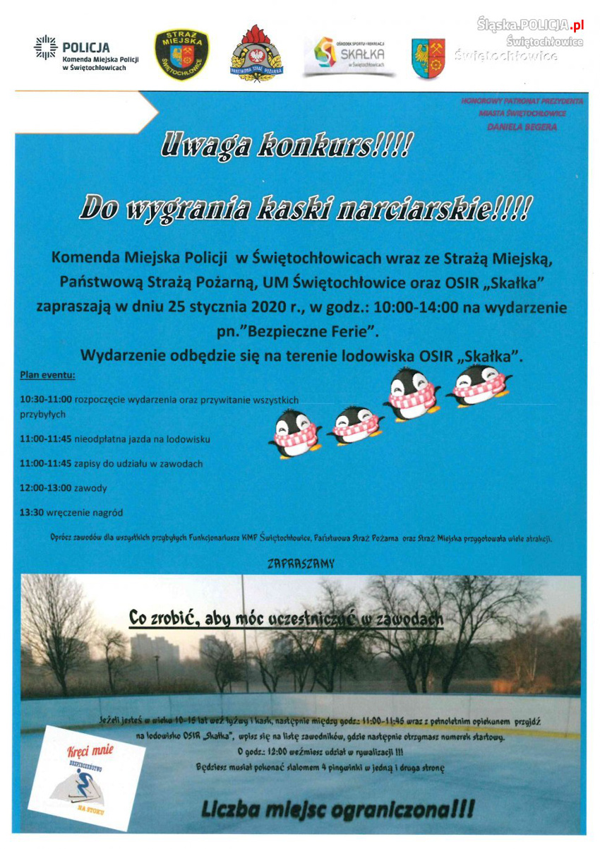 Zapraszamy miłośników sportów zimowych na wydarzenie "Bezpieczne Ferie 2020"