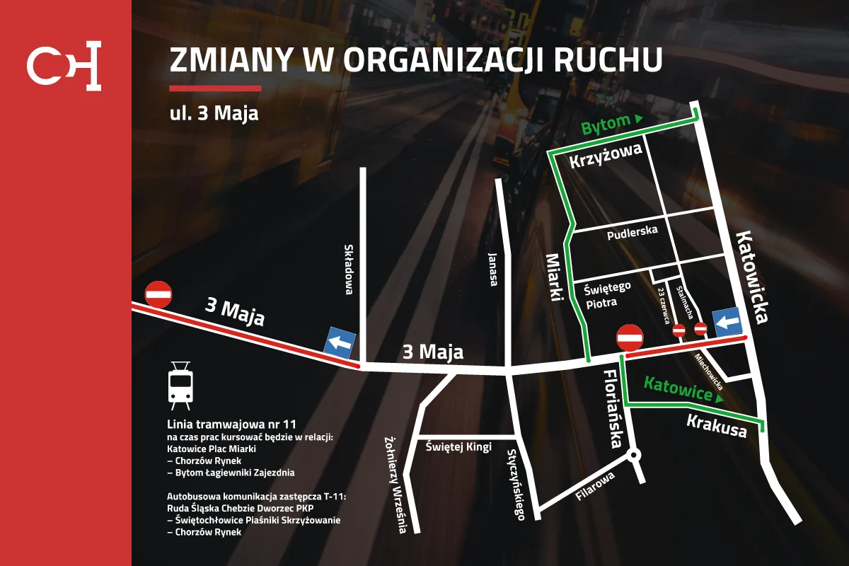 Chorzów: Rozpoczyna się kolejny etap przebudowy ul. 3 Maja. Czekają nas spore utrudnienia