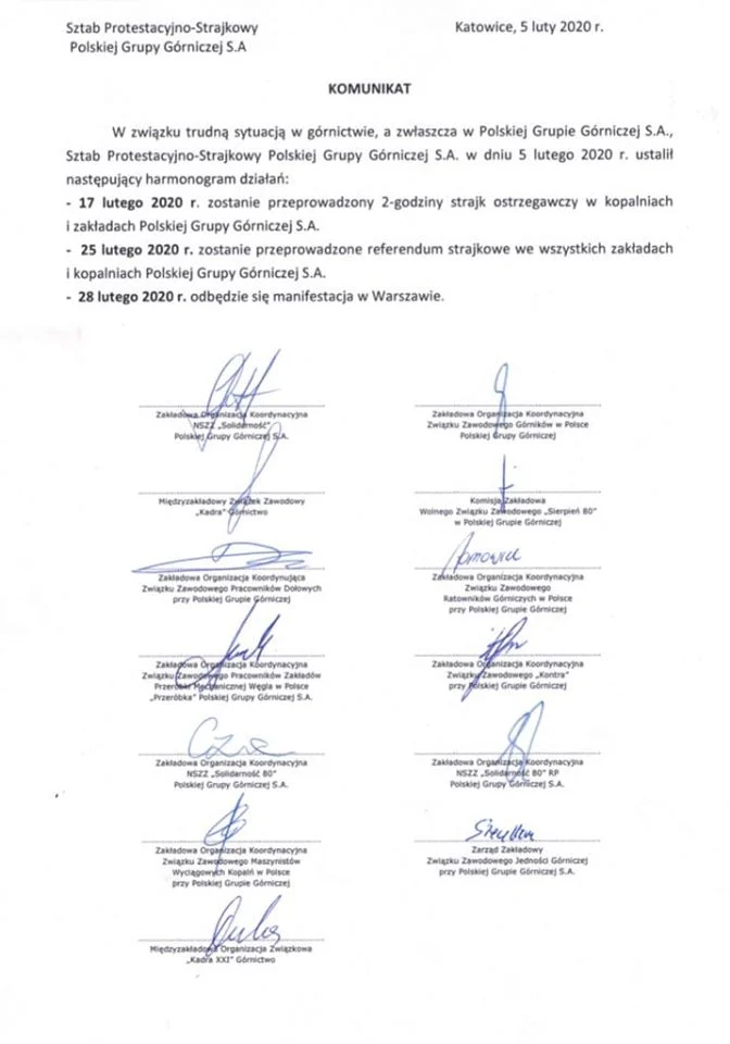 Fiasko rozmów z zarządem Polskiej Grupy Górniczej. Górnicy zapowiadają strajk