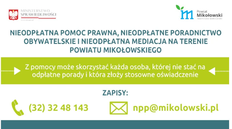 Nieodpłatna pomoc prawna dla mieszkańców powiatu mikołowskiego