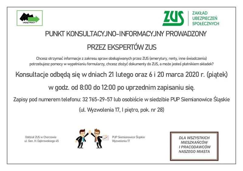 PUP zaprasza na konsultacje z ekspertami ZUS!