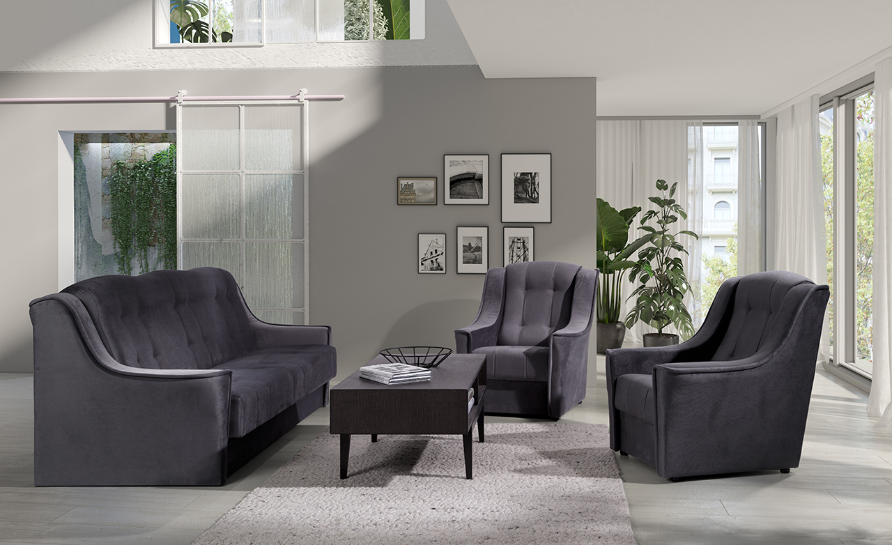 Komplet wypoczynkowy w aranżacji salonu - sprawdź ofertę Mebline