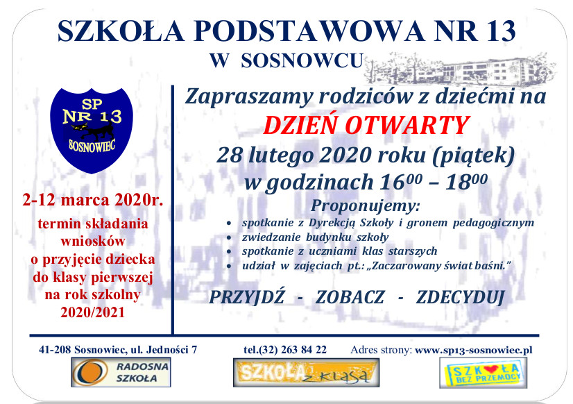 Dni Otwarte SP 13 w Sosnowcu
