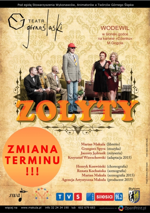 Spektakl "Zolyty" w Chorzowskim Centrum Kultury - zmiana terminu