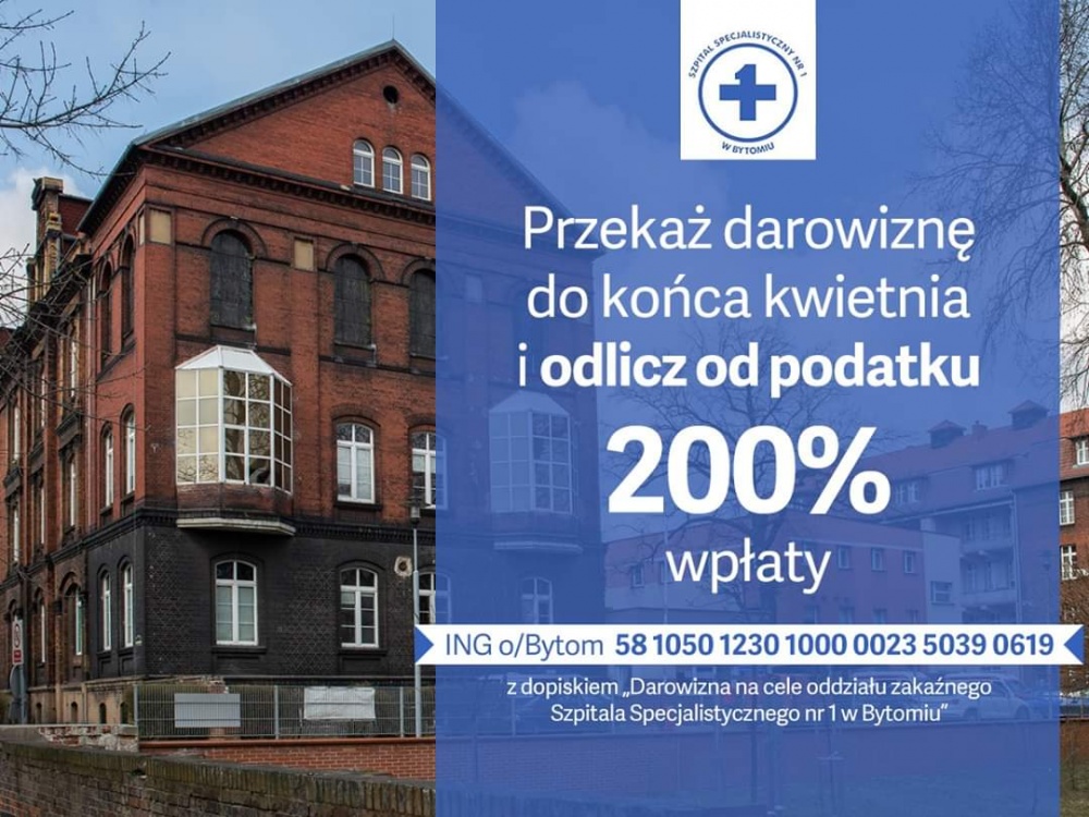 Pomóż bytomskiemu szpitalowi - rozlicz darowiznę w podatku!