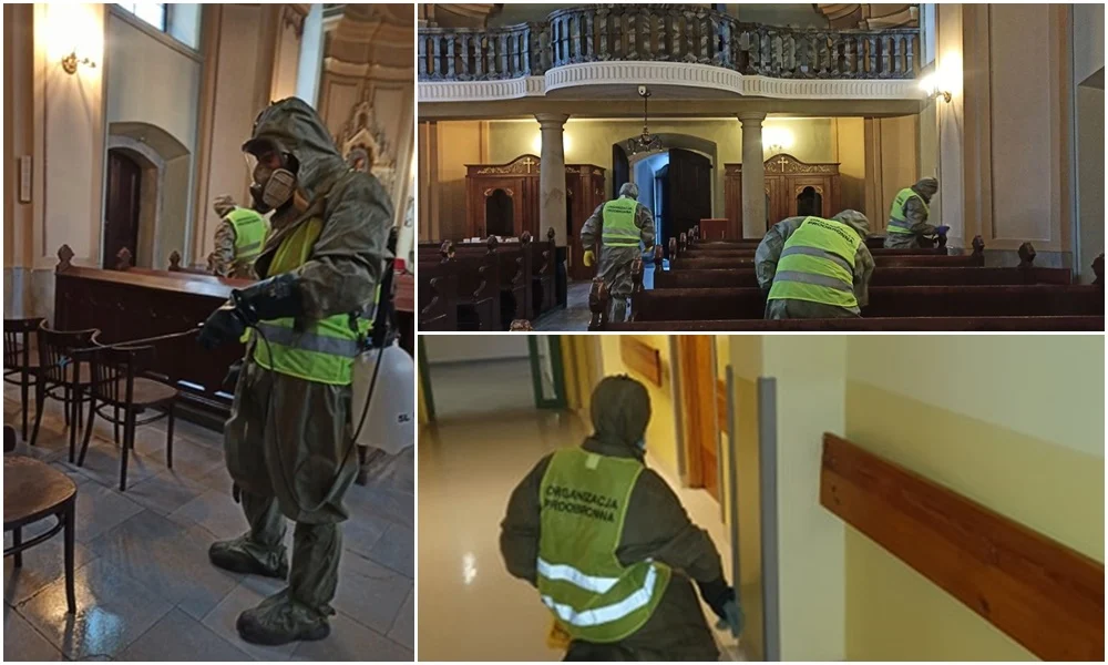 Działania odkażające w DPS "Senior" oraz w Sanktuarium Matki Boskiej z Lourdes