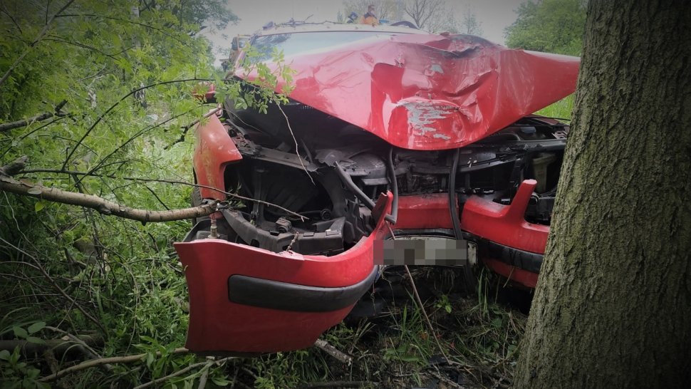 Wypadek osobówki na DK 81 w Mikołowie