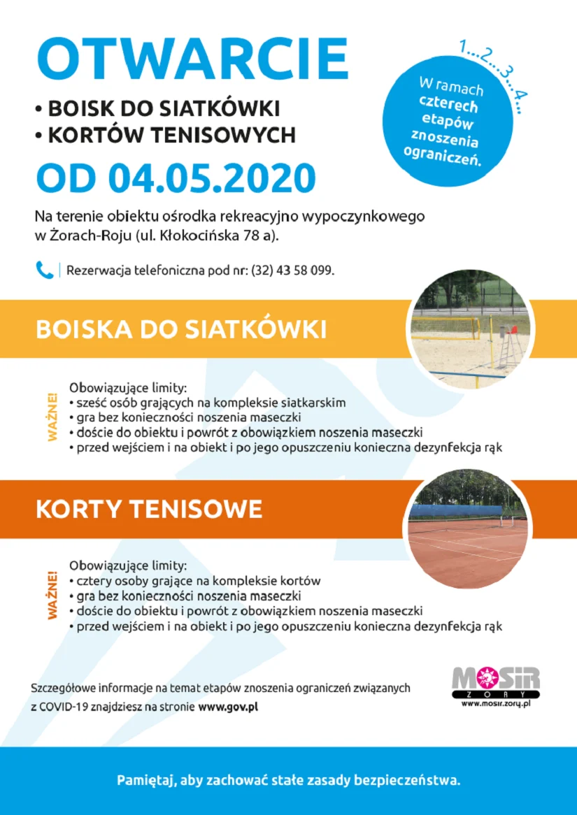 Otwarte korty tenisowe i boiska do siatkówki
