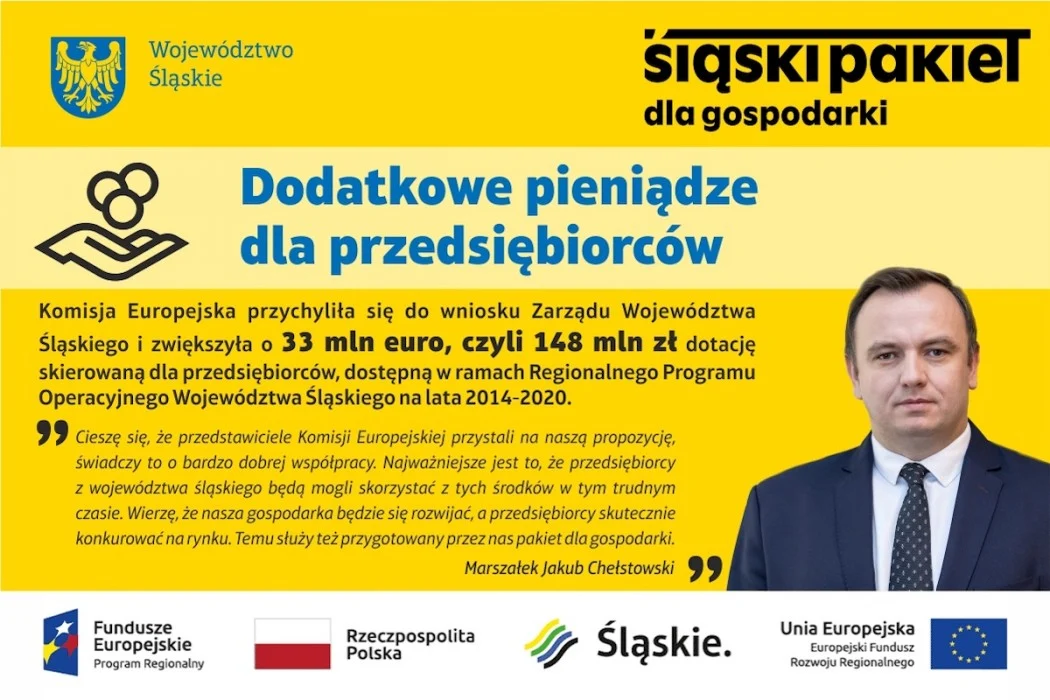 Śląskie: Dotacje dla przedsiębiorców zwiększone o 33 mln euro