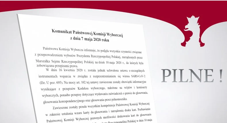 Państwowa Komisja Wyborcza: Przeprowadzenie wyborów 10 maja jest niemożliwe