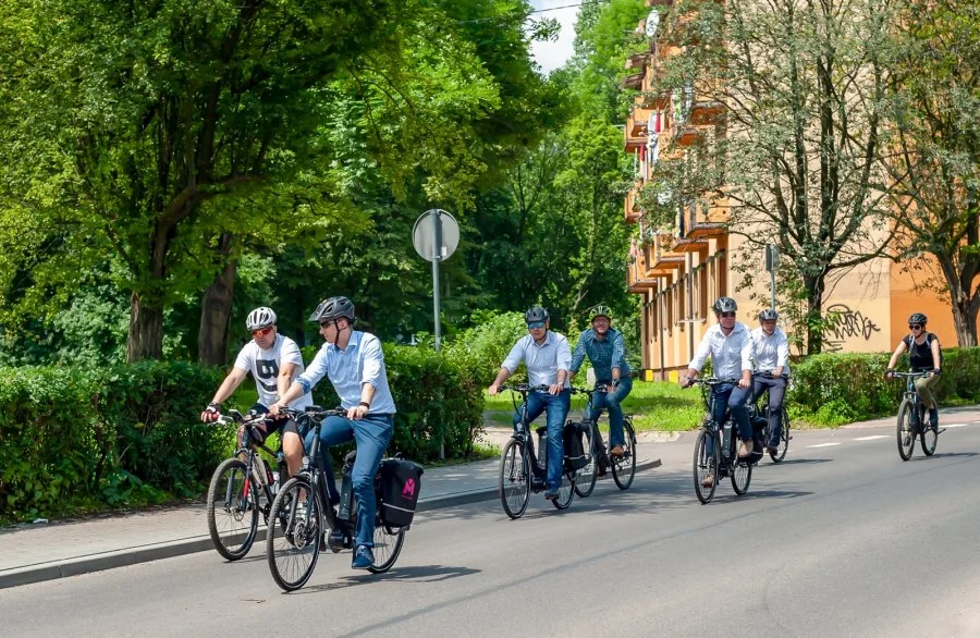 Prezydenci Bytomia na rowerach elektrycznych