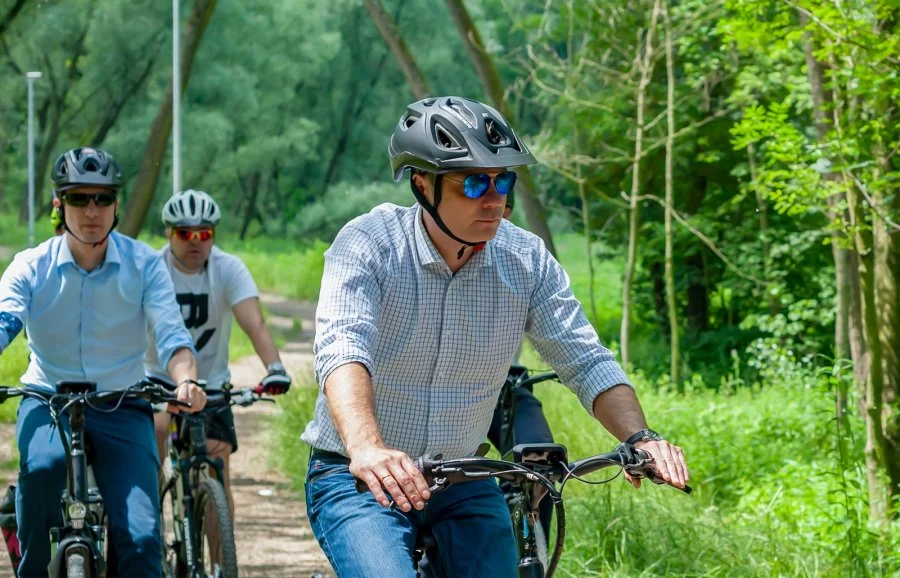 Prezydenci Bytomia na rowerach elektrycznych