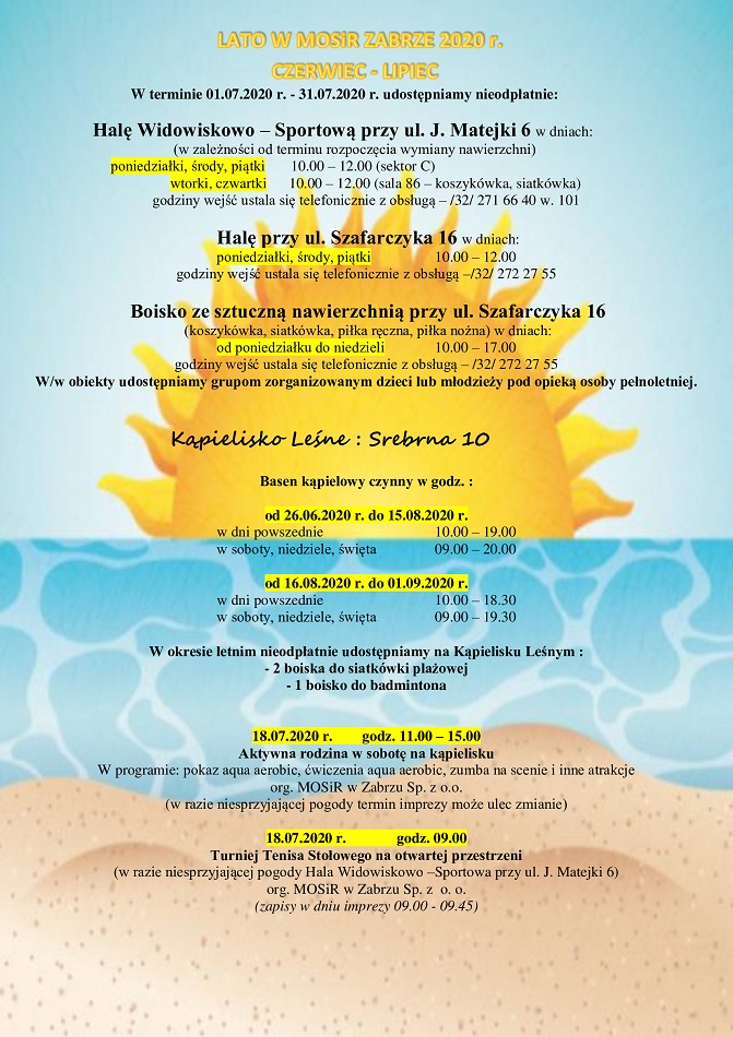 Lato z MOSiR-em Zabrze. Jakie atrakcje czekają na dzieci i młodzież?