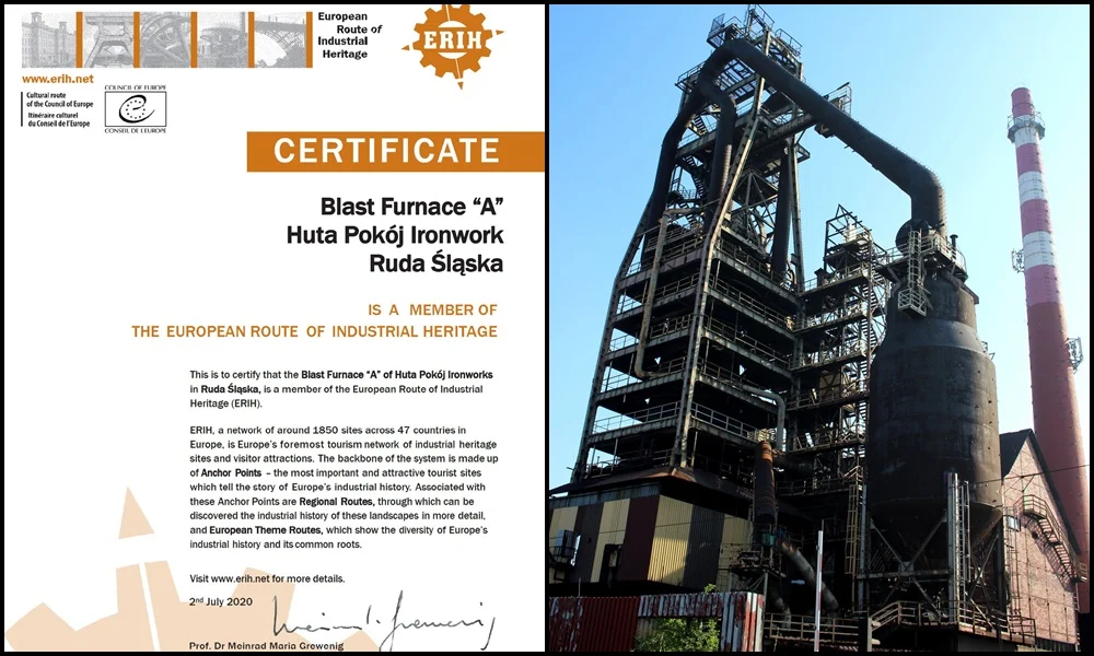 Wielki Piec Huty Pokój został wpisany na Europejski Szlak Dziedzictwa Przemysłowego ERIH