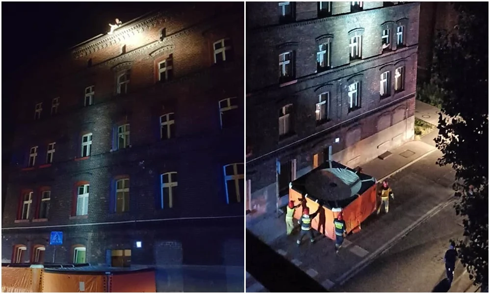 Dramatyczna akcja ratunkowa. Mężczyzna chciał skoczyć z dachu przy ul. Szkolnej
