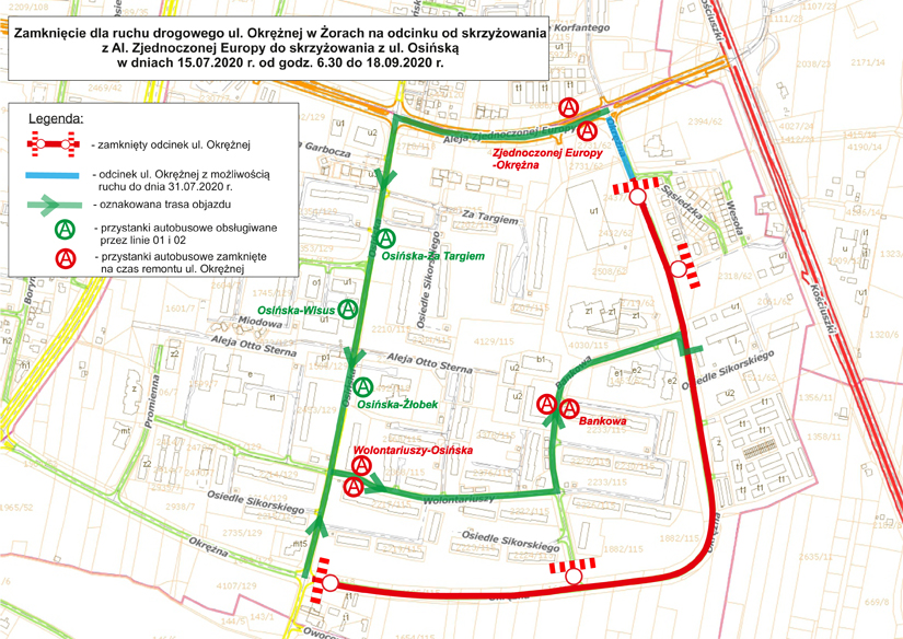 15 lipca ruszają prace związane z przebudową ulicy Okrężnej w Żorach! Będę utrudnienia!