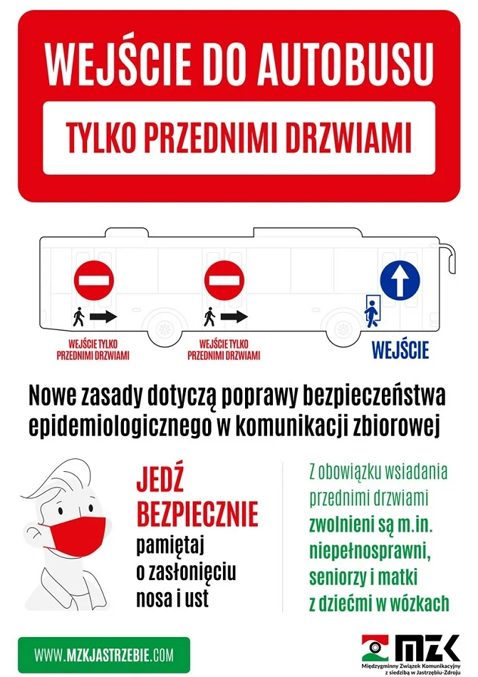 MZK wprowadza nowe regulacje - 1 sierpnia do autobusu wejdziemy tylko przednimi drzwiami