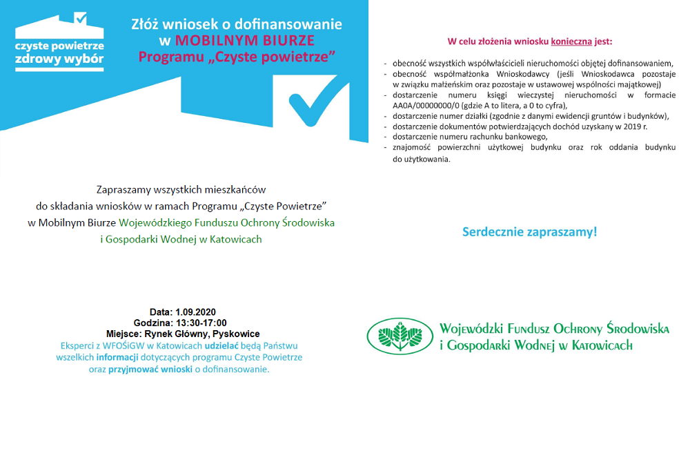 Mobilne Biuro Czystego Powietrza odwiedzi Pyskowice
