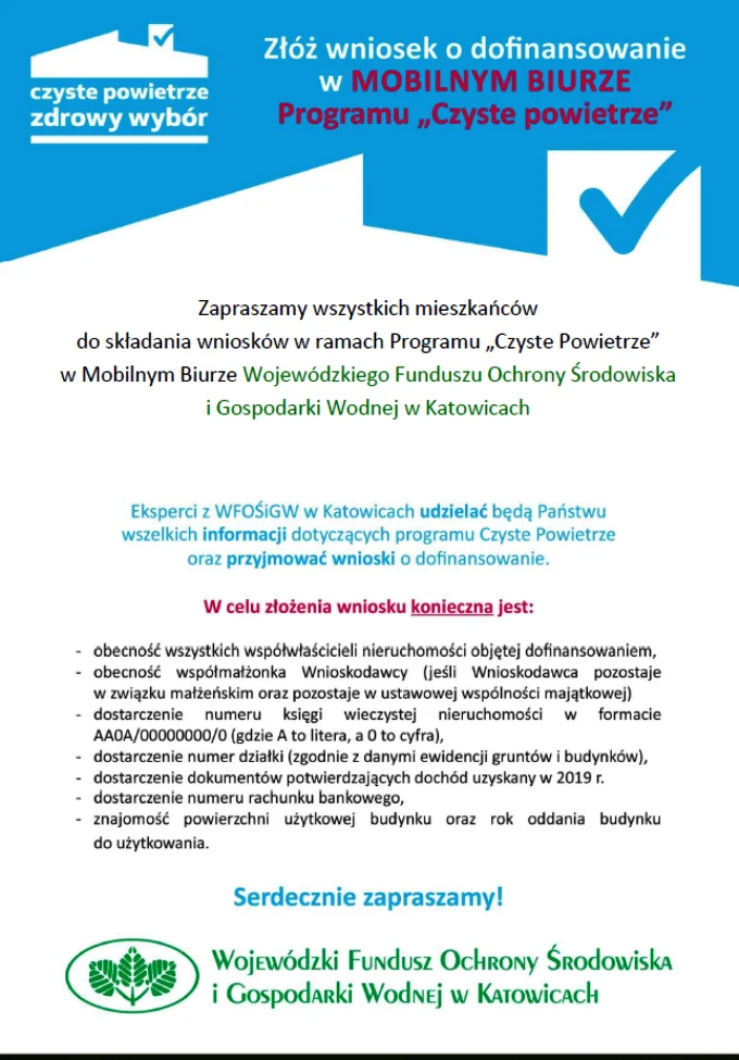 Mobilne biuro programu "Czyste Powietrze" zawitało dziś do Żor!