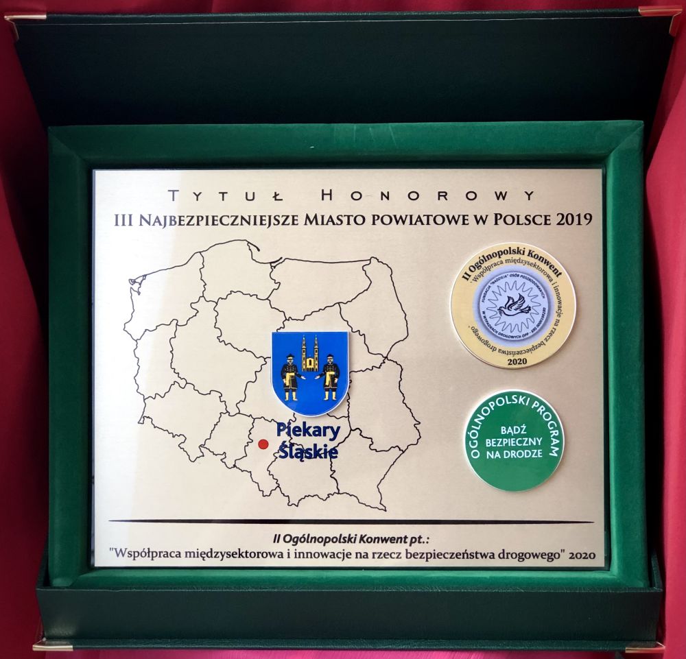 Piekary Śląskie z tytułem "Najbezpieczniejsze Miasto w Polsce 2019"