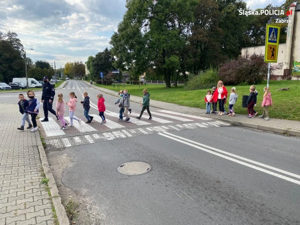 Zespół Profilaktyki uczy najmłodszych bezpieczeństwa na przejściu dla pieszych