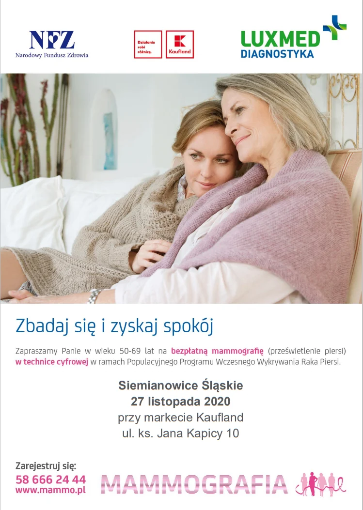Bezpłatne badania mammograficzne w Siemianowicach Śląskich