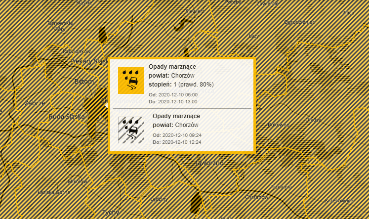 Ostrzeżenie przed marznącymi opadami