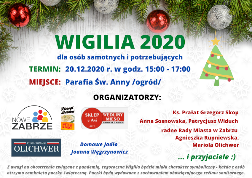 W Zabrzu odbędzie się Wigilia dla osób samotnych i potrzebujących