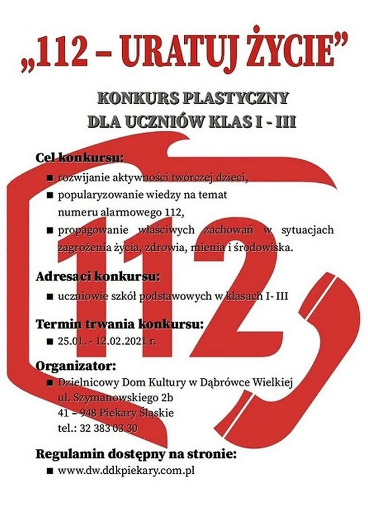 DDK organizuje konkurs plastyczny “112-uratuj życie”