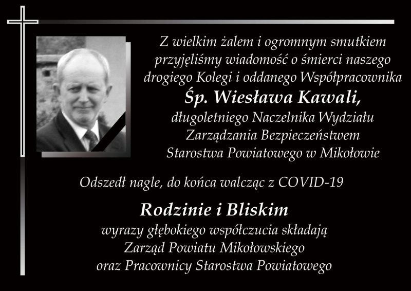 Zmarł Wiesław Kawala - długoletni Naczelnik Wydziału Zarządzania Bezpieczeństwem