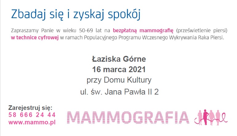 Bezpłatne badania mammograficzne w Łaziskach Górnych