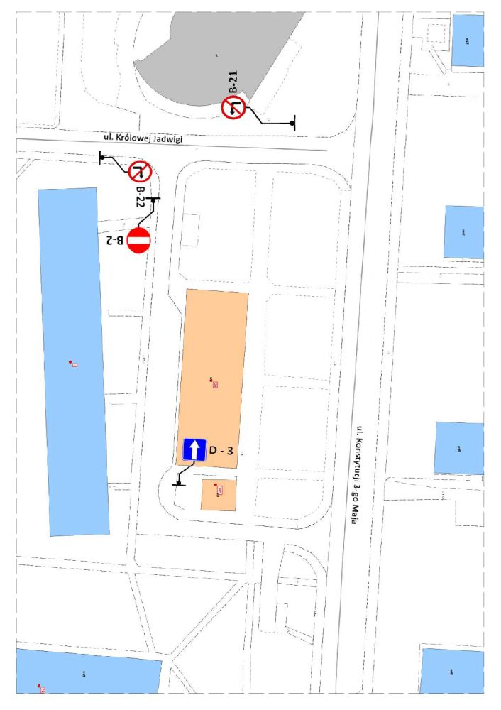 Zmiana organizacji ruchu w rejonie ulic Konstytucji 3 Maja i Królowej Jadwigi