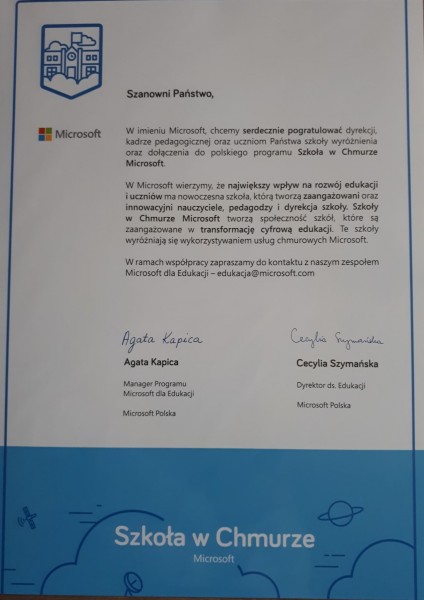 "Szkoła w Chmurze" certyfikat Microsoft dla MERITUM