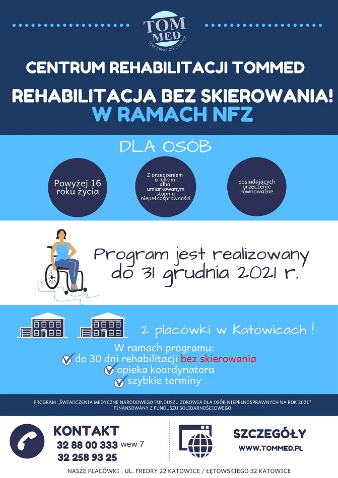 Katowice: Bezpłatna rehabilitacja w ramach Programu NFZ. Dowiedz się więcej o programie