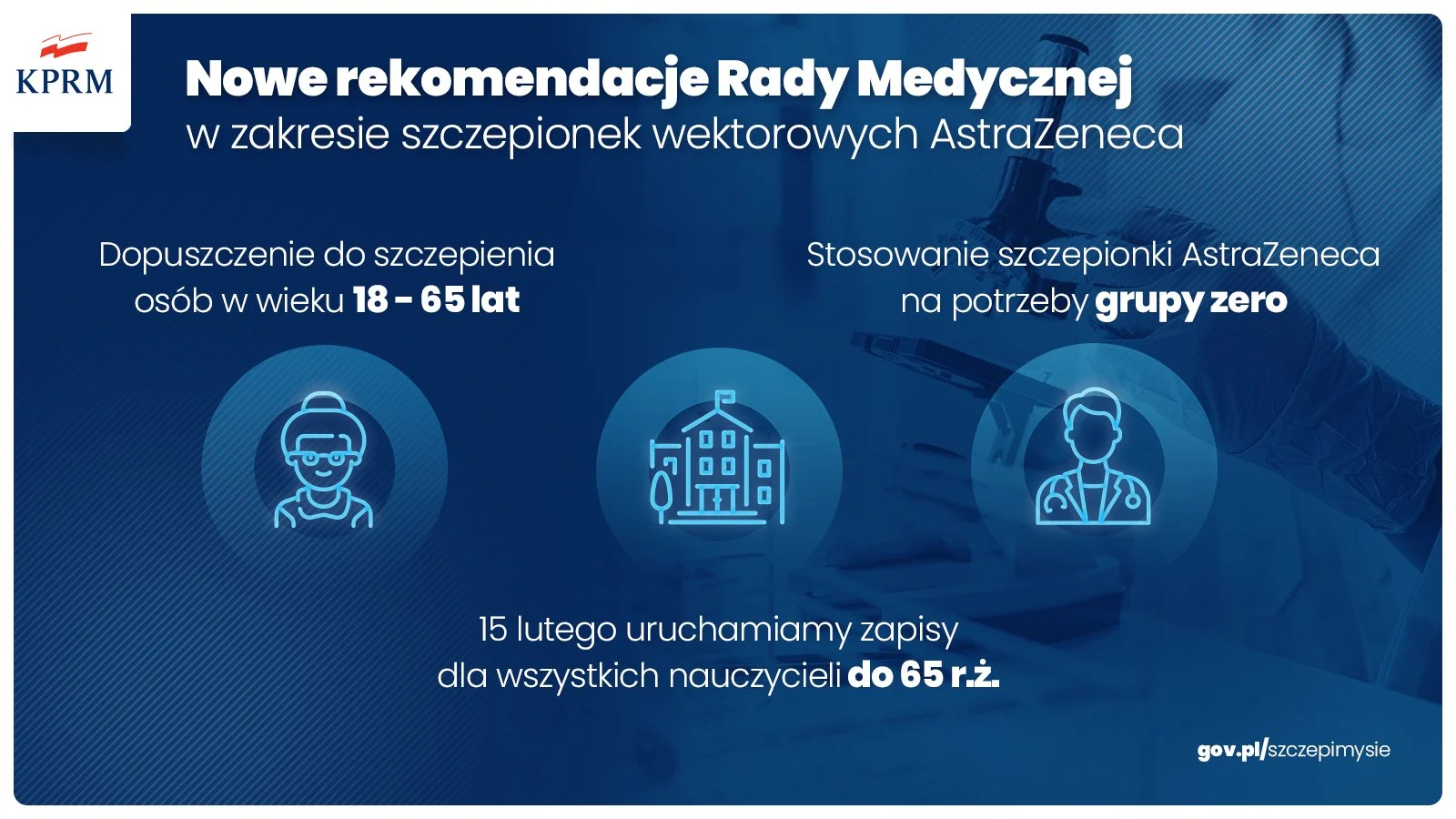 Szczepionka firmy AstraZeneca dla wszystkich nauczycieli poniżej 65. roku życia