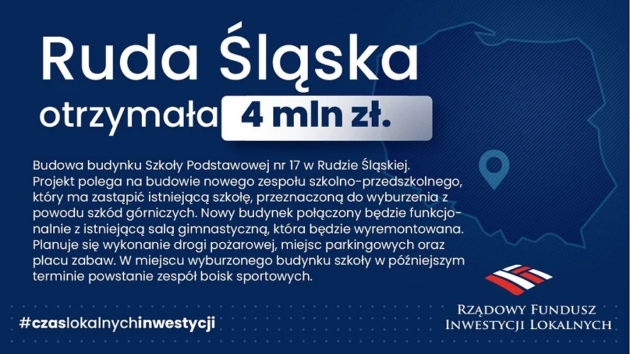 5 mln zł dla Rudy Śląskiej z Funduszu Inwestycji Lokalnych!