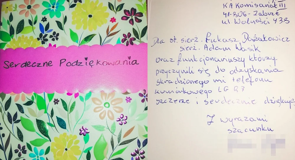 Podziękowała za odzyskanie telefonu