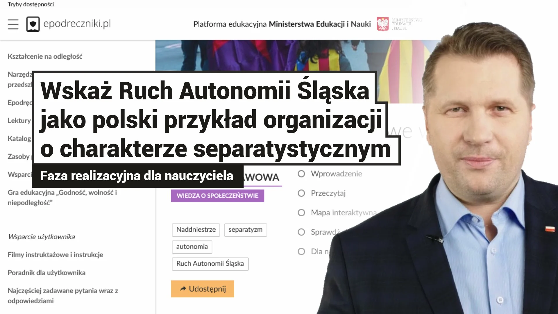 RAŚ ugrupowaniem separatystycznym? Taka informacja pojawiła się w ministerialnym portalu edukacyjnym. Zmieniono ją po proteście RAŚ