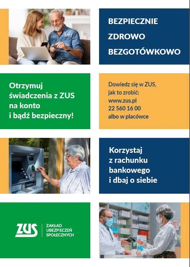 ZUS zachęca do założenia kont bankowych w kampanii "Bezpiecznie, zdrowo, bezgotówkowo"