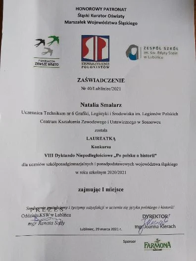 Natalia Smalarz laureatką Dyktanda Niepodległościowego