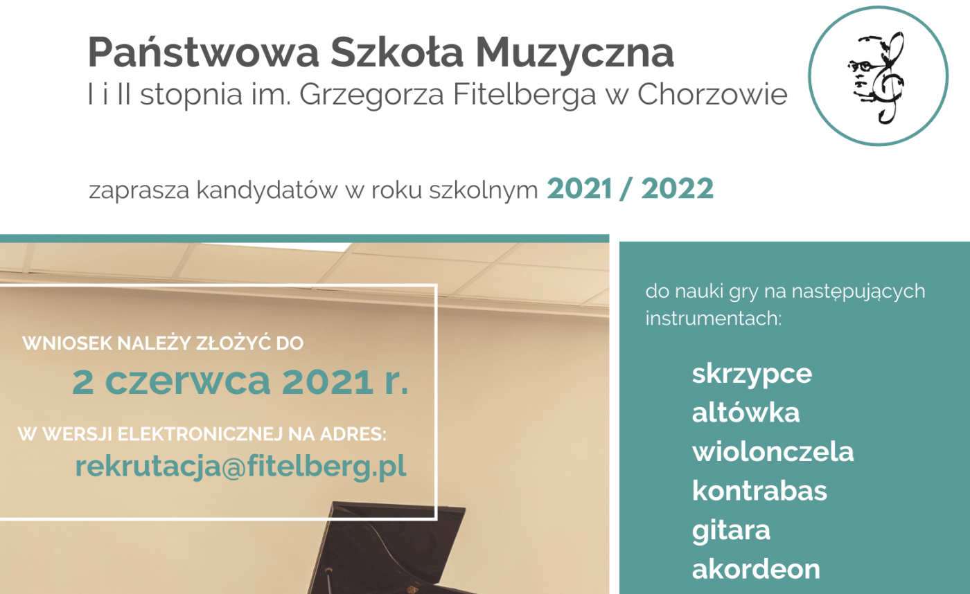 Rekrutacja w Państwowej Szkole Muzycznej I i II st. im. Grzegorza Fitelberga w Chorzowie