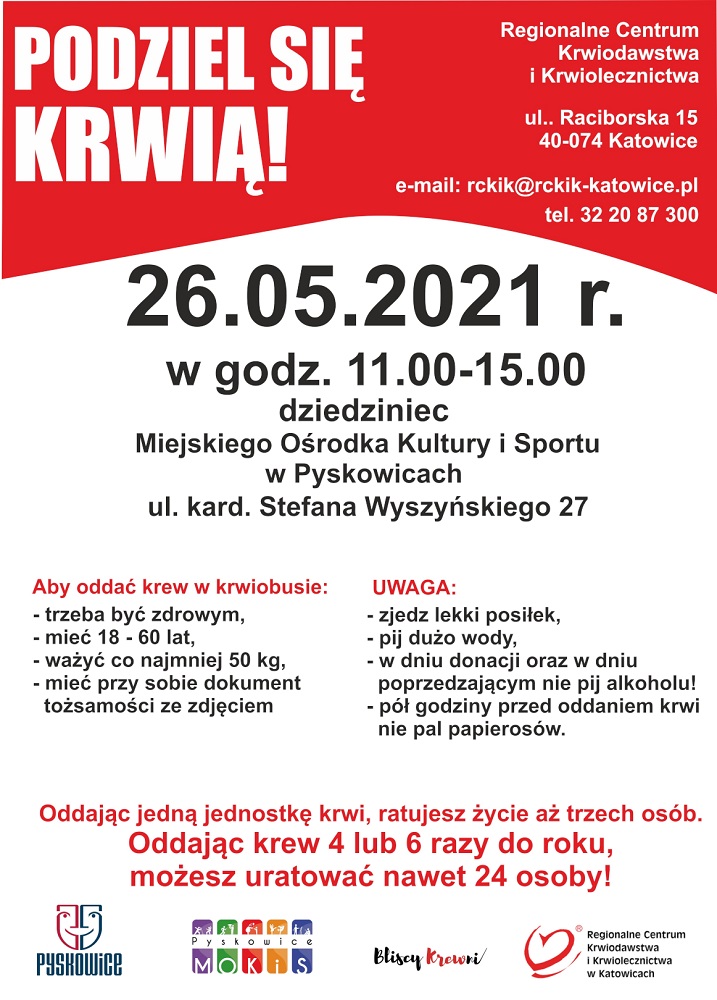 Podziel się krwią! - akcja krwiodawstwa w Pyskowicach