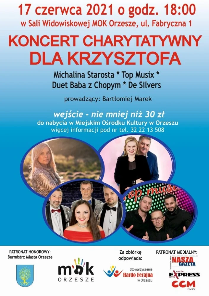 Koncert charytatywny dla Krzysztofa