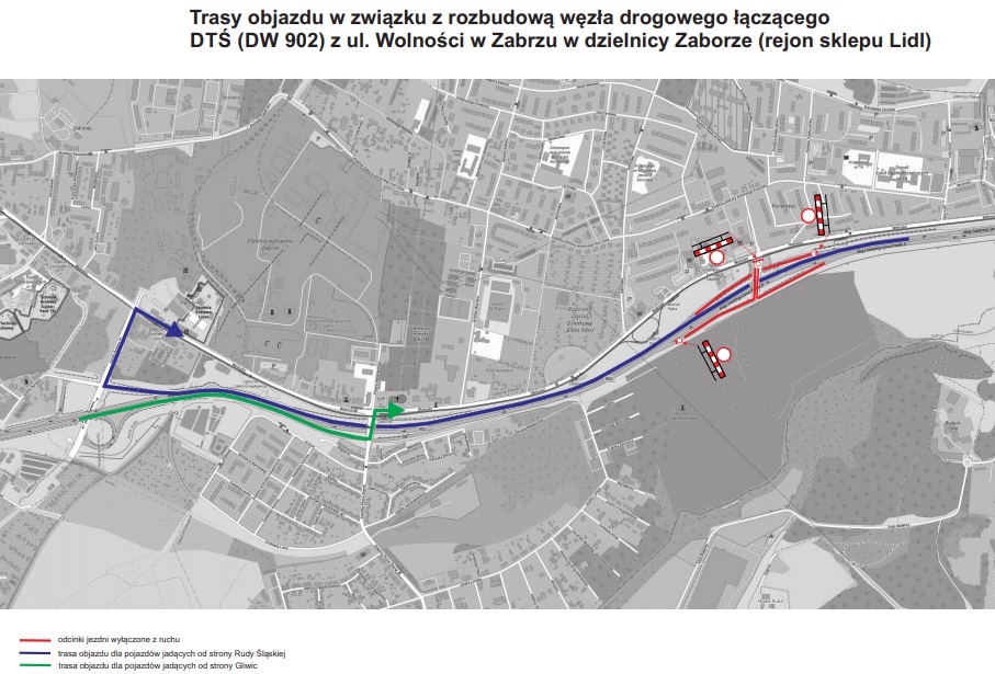 Uwaga kierowcy! Od 7 maja utrudnienia przy węźle DTŚ. Będą objazdy