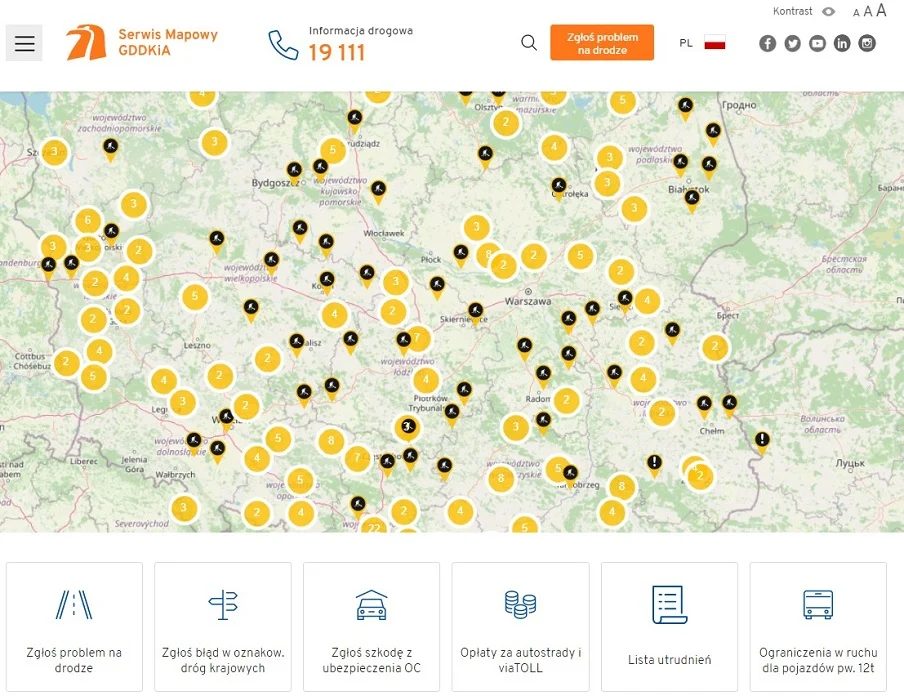 Powstał nowy serwis informujący o utrudnieniach występujących na drogach zarządzanych przez GDDKiA