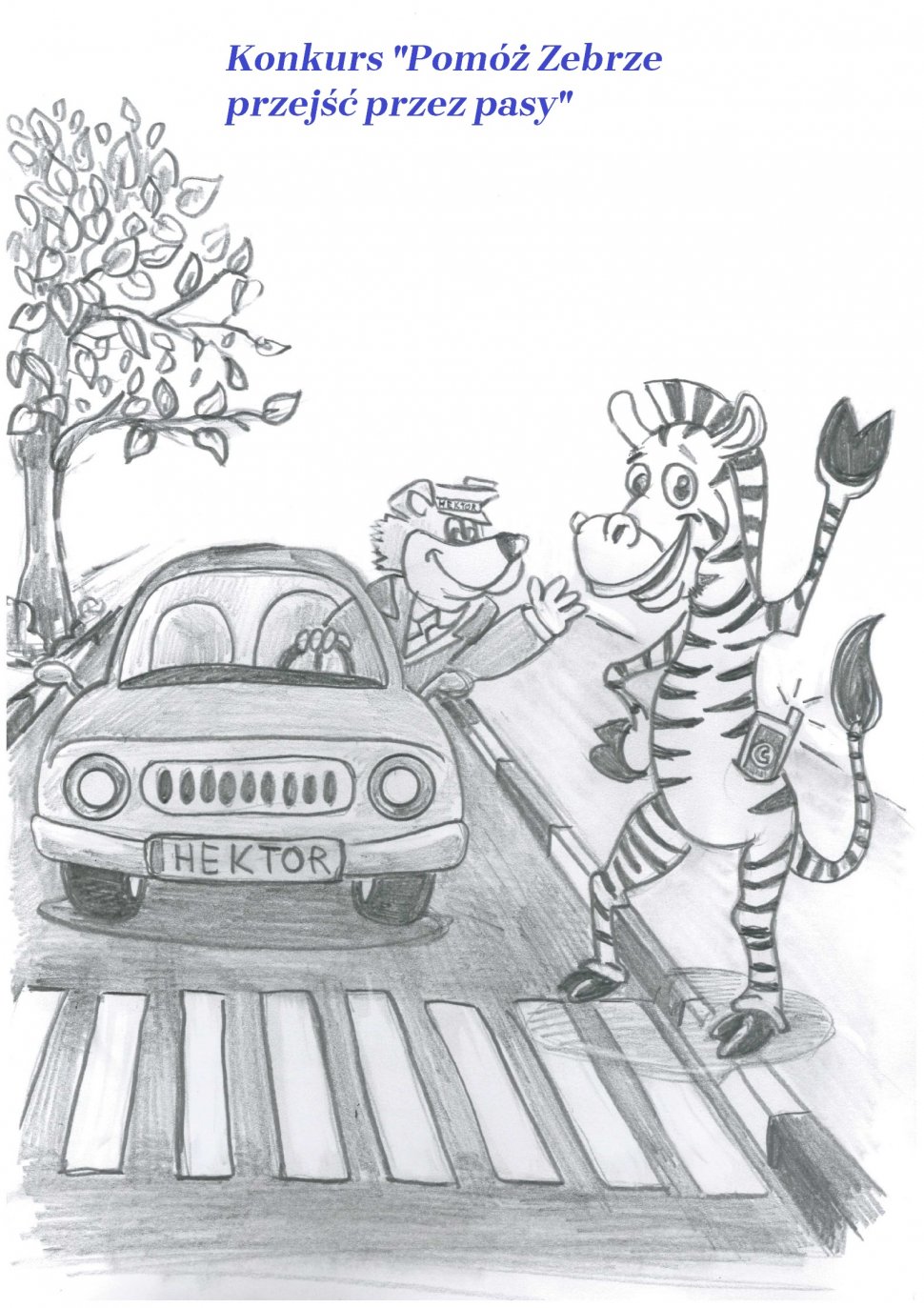 Konkurs plastyczny dla dzieci "Pomóż zebrze przejść przez pasy"