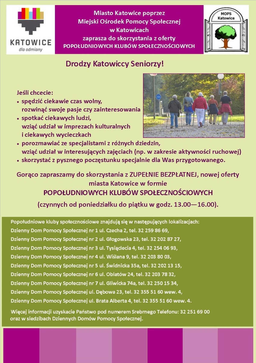 Popołudniowe kluby społecznościowe dla seniorów