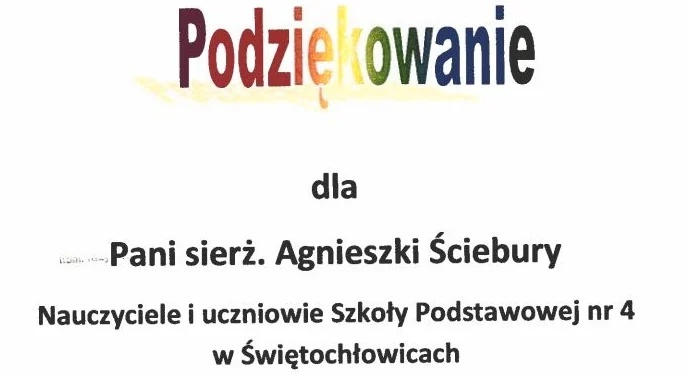 Podziękowania za zajęcia w sieci